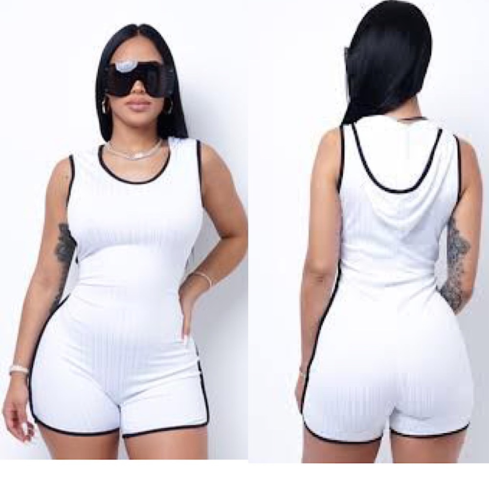 White hoodie romper